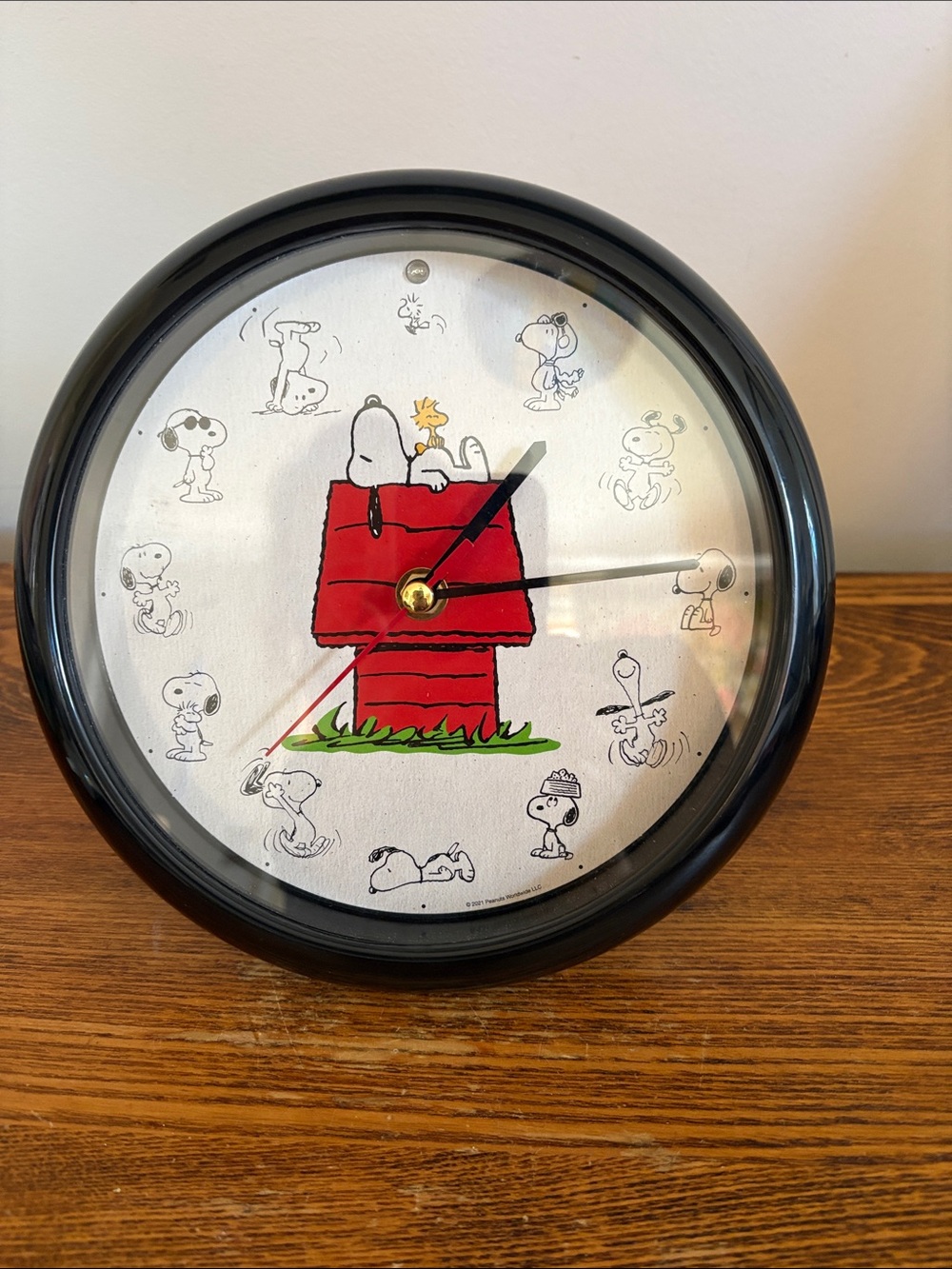 Peanuts Snoopy Sound Wall Clock - Black Frame